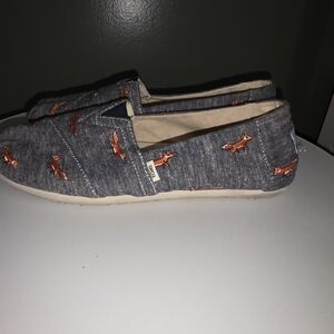 Toms Gray Flats with Orange Fox Design